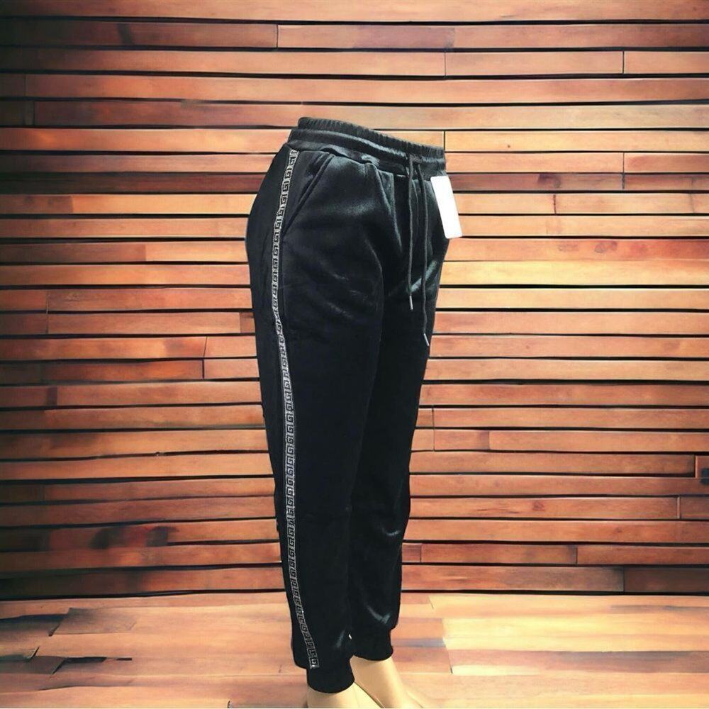 Designer Black Silver Track Joggers Pants